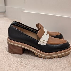 NWOT Bernardo Chandler Women's Black Brown & White Loafers Size 9